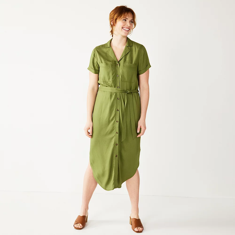 Women's Sonoma Goods For Life® Button Front Midi Shirt Dress 3 Women's Sonoma Goods For Life® Button Front Midi Shirt Dress