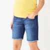 Maternity Sonoma Goods For Life® Over-the-Belly Frayed Hem Bermuda Shorts -Sonoma Clothing Store 5475865 Dark Wash