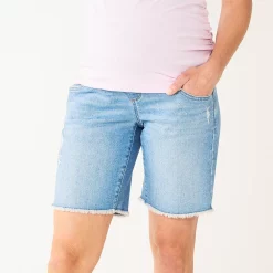 Maternity Sonoma Goods For Life® Over-the-Belly Frayed Hem Bermuda Shorts -Sonoma Clothing Store 5475865 Light Wash