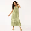 Women's Sonoma Goods For Life® x Lauren Lane Sleeveless Tiered Dress -Sonoma Clothing Store 5489837 Olive Stamp Print