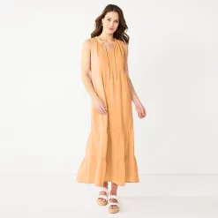 Women's Sonoma Goods For Life® x Lauren Lane Sleeveless Tiered Dress -Sonoma Clothing Store 5489837 Peach Glaze