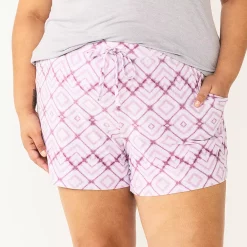 Plus Size Sonoma Goods For Life® Pajama Shorts -Sonoma Clothing Store 5490355 Purple Diamonds
