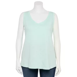 Plus Size Sonoma Goods For Life® V-Neck Swing Tank -Sonoma Clothing Store 5497118 Bias Blue