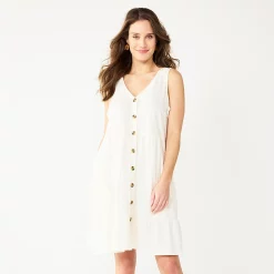 Women's Sonoma Goods For Life® Sleeveless Tiered Knit Dress -Sonoma Clothing Store 5501602 Ivory