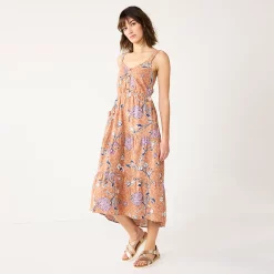 Women's Sonoma Goods For Life Tiered Midi Dress -Sonoma Clothing Store 5504040 Neutral Floral
