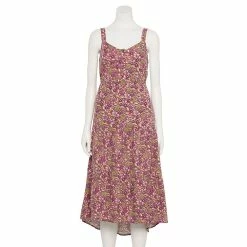 Women's Sonoma Goods For Life Tiered Midi Dress -Sonoma Clothing Store 5504040 Plum Floral