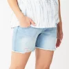 Maternity Sonoma Goods For Life® Over-The-Belly Panel Jean Shorts -Sonoma Clothing Store 5514842 Medium Wash Destructio