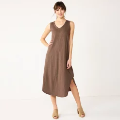 Women's Sonoma Goods For Life® Sleeveless Shirttail Knit Midi Dress -Sonoma Clothing Store 5522320 Brown