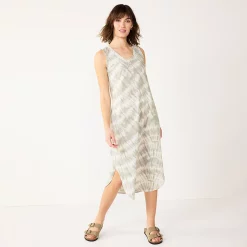 Women's Sonoma Goods For Life® Sleeveless Shirttail Knit Midi Dress -Sonoma Clothing Store 5522320 Gray Dye