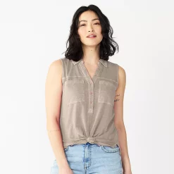Women's Sonoma Goods For Life® Popover V-neck Utility Tank -Sonoma Clothing Store 5522895 Khaki Brown