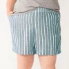Plus Size Sonoma Goods For Life® Easy Pull-On Shorts -Sonoma Clothing Store 5526465 Blue Stripe