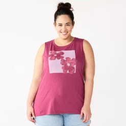 Plus Size Sonoma Goods For Life® Graphic Muscle Tank -Sonoma Clothing Store 5529302 Purple Floral