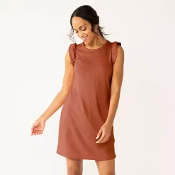 Women's Sonoma Goods For Life® Ruffle Sleeveless Knit Dress -Sonoma Clothing Store 5535468 Rust Red