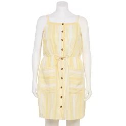 Plus Size Sonoma Goods For Life® Linen-Blend Tank Dress 7 Plus Size Sonoma Goods For Life® Linen-Blend Tank Dress -Sonoma Clothing Store 5539053 Yellow Stripe