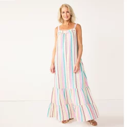 Women's Sonoma Goods For Life® Tiered Maxi Dress -Sonoma Clothing Store 5547161 Multi Color Stripe