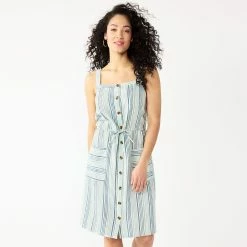 Women's Sonoma Goods For Life® Print Button-Front Tank Dress -Sonoma Clothing Store 5547163 Blue Stripe