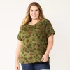 Plus Size Sonoma Goods For Life® Short-Sleeve Fleece Sweatshirt -Sonoma Clothing Store 5550378 Camo Floral