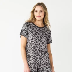 Women's Sonoma Goods For Life® Essential Short Sleeve Pajama Top -Sonoma Clothing Store 5553510 Animal