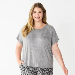 Plus Size Sonoma Goods For Life® Essential Short Sleeve Pajama Top -Sonoma Clothing Store 5553637 Grey
