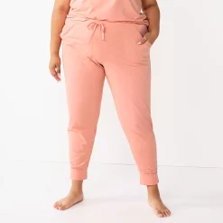 Plus Size Sonoma Goods For Life® Essential Banded Bottom Pajama Pants -Sonoma Clothing Store 5558717 Natural Coral