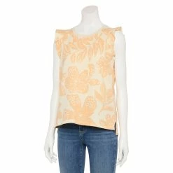 Petite Sonoma Goods For Life® French Terry Flutter-Sleeve Top -Sonoma Clothing Store 5568468 Coral Floral