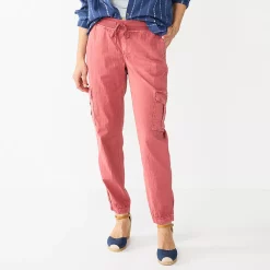 Petite Sonoma Goods For Life® Mid Rise Pull On Jogger Pants -Sonoma Clothing Store 5569580 Mauve