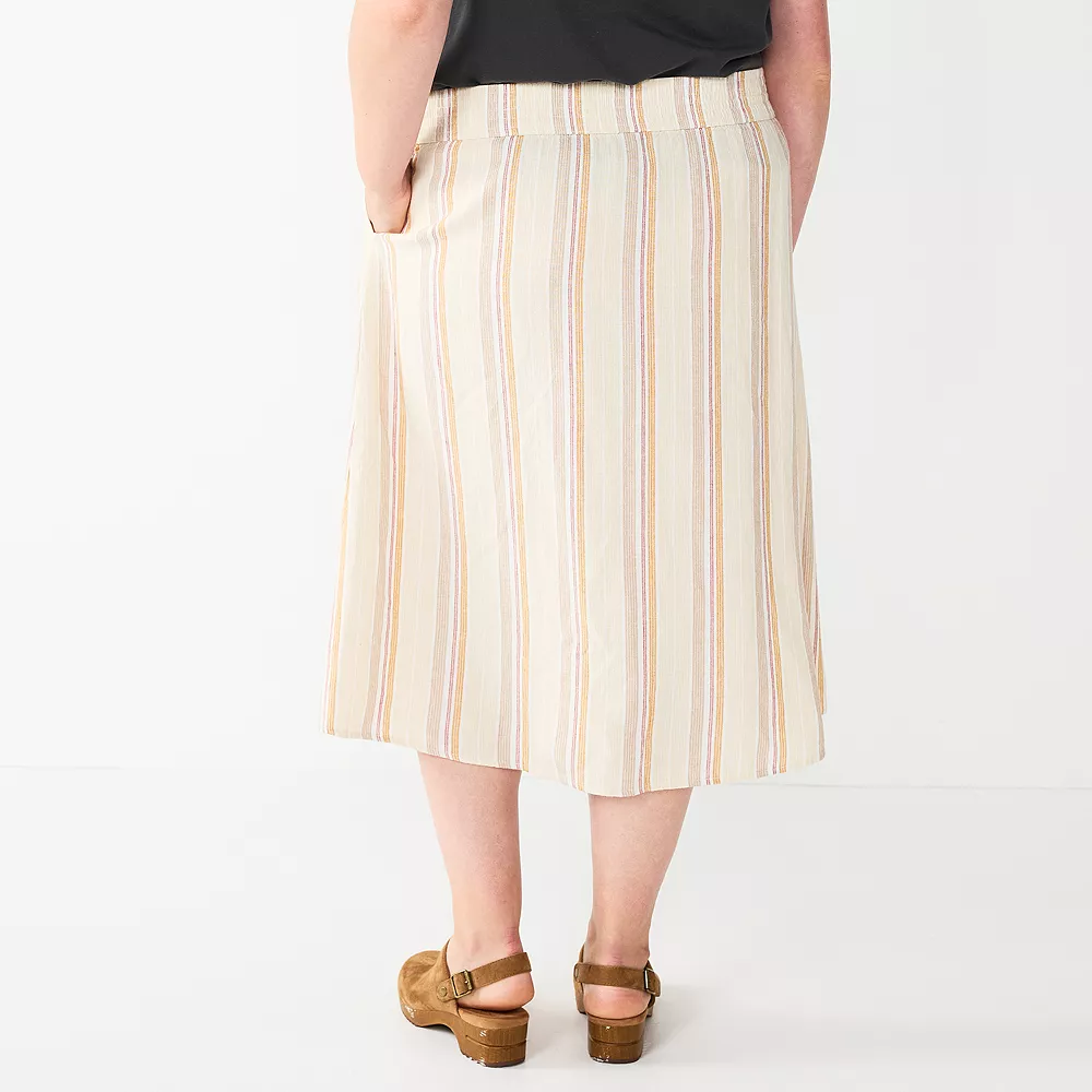 Plus Size Sonoma Goods For Life® Vented Button-Front Midi Skirt 5 Plus Size Sonoma Goods For Life® Vented Button-Front Midi Skirt - Image 3
