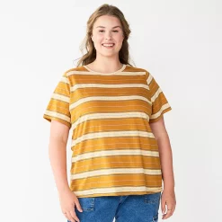 Petite Plus Size Sonoma Goods For Life® Crewneck Tee -Sonoma Clothing Store 5572597 Gold Dot Stripe