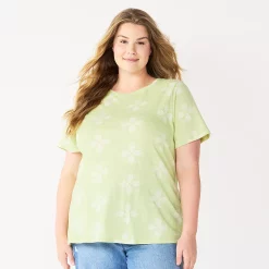 Petite Plus Size Sonoma Goods For Life® Crewneck Tee -Sonoma Clothing Store 5572597 Lime Geo Flower