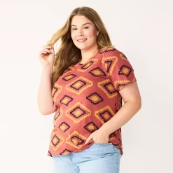 Petite Plus Size Sonoma Goods For Life® Crewneck Tee -Sonoma Clothing Store 5572597 Mauve Large Geo