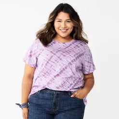 Petite Plus Size Sonoma Goods For Life® Crewneck Tee -Sonoma Clothing Store 5572597 Violet Diagonal Dye