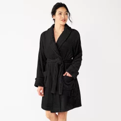 Women's Sonoma Goods For Life® Short Plush Robe -Sonoma Clothing Store 5574694 Black