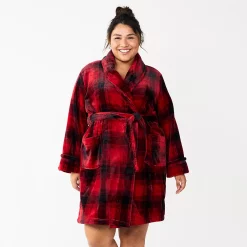 Plus Size Sonoma Goods For Life® Short Plush Robe -Sonoma Clothing Store 5574695 Buffalo Check