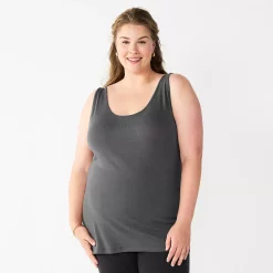 Plus Size Sonoma Goods For Life® Layering Tank -Sonoma Clothing Store 5578857 Asphalt