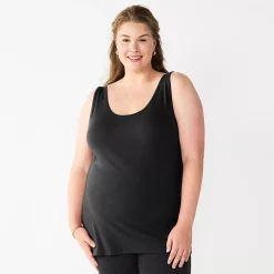 Plus Size Sonoma Goods For Life® Layering Tank -Sonoma Clothing Store 5578857 Black