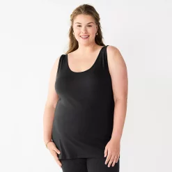 Plus Size Sonoma Goods For Life® Layering Tank -Sonoma Clothing Store 5578857 Pitch Black