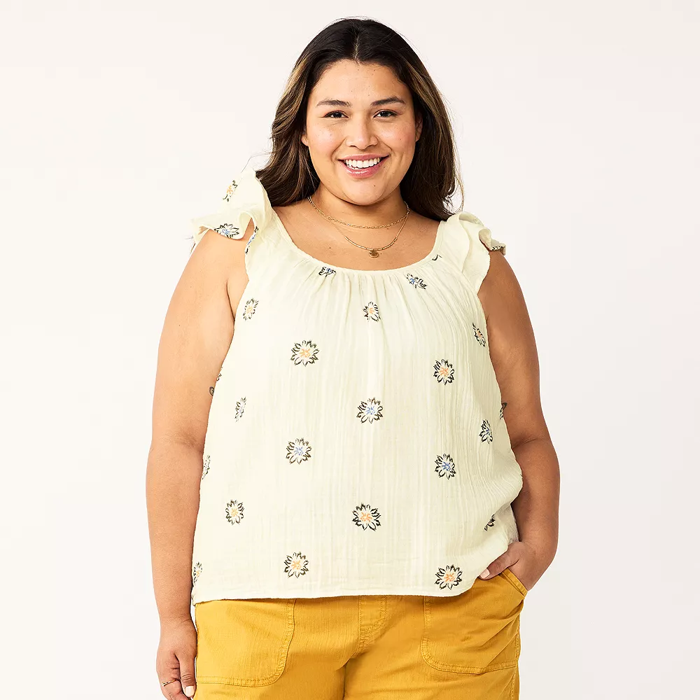 Plus Size Sonoma Goods For Life® Ruffle Tank Top 4 Plus Size Sonoma Goods For Life® Ruffle Tank Top - Image 2