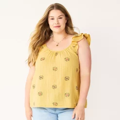 Plus Size Sonoma Goods For Life® Ruffle Tank Top 10 Plus Size Sonoma Goods For Life® Ruffle Tank Top -Sonoma Clothing Store 5578985 Yellow Flower