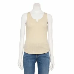 Women's Sonoma Goods For Life® Notchneck Ribbed Tank -Sonoma Clothing Store 5579049 Cream