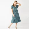 Women's Sonoma Goods For Life® Button Front Tiered Midi Dress -Sonoma Clothing Store 5579211 Gray Floral