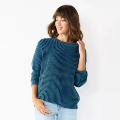 Women's Sonoma Goods For Life® Textured Drop-Shoulder Sweater -Sonoma Clothing Store 5579623 Blue