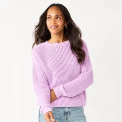 Women's Sonoma Goods For Life® Textured Drop-Shoulder Sweater -Sonoma Clothing Store 5579623 Lavender