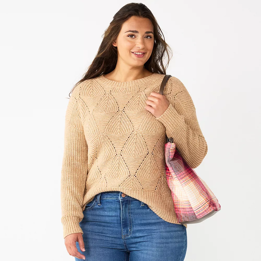 Women's Sonoma Goods For Life® Diamond Stitch Pullover Sweater 8 Women's Sonoma Goods For Life® Diamond Stitch Pullover Sweater - Image 6