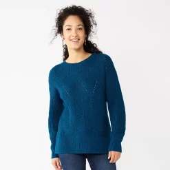 Women's Sonoma Goods For Life® Diamond Stitch Pullover Sweater 23 Women's Sonoma Goods For Life® Diamond Stitch Pullover Sweater -Sonoma Clothing Store 5579763 Teal