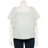 Plus Size Sonoma Goods For Life® Flutter Shoulder Top 1 Plus Size Sonoma Goods For Life® Flutter Shoulder Top -Sonoma Clothing Store 5581181 Blue Cream Stripe