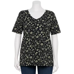 Petite Plus Size Sonoma Goods For Life® Everyday V-Neck Tee -Sonoma Clothing Store 5581510 Black Sun Trees