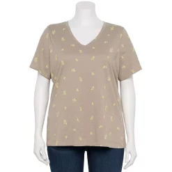 Petite Plus Size Sonoma Goods For Life® Everyday V-Neck Tee -Sonoma Clothing Store 5581510 Khaki Cactus