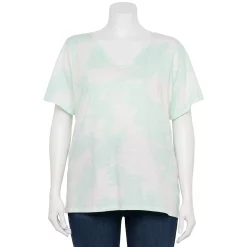 Petite Plus Size Sonoma Goods For Life® Everyday V-Neck Tee -Sonoma Clothing Store 5581510 Light Blue Tie Dye