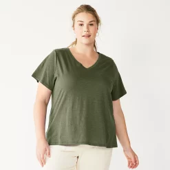 Petite Plus Size Sonoma Goods For Life® Everyday V-Neck Tee -Sonoma Clothing Store 5581510 Olive Night