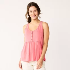 Women's Sonoma Goods For Life® Button Utility Tank -Sonoma Clothing Store 5583719 Melon Pink